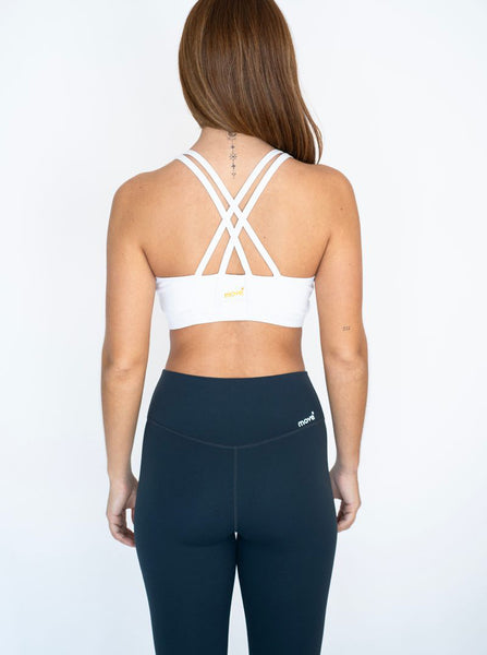 Move Cross Top Sports Bra White