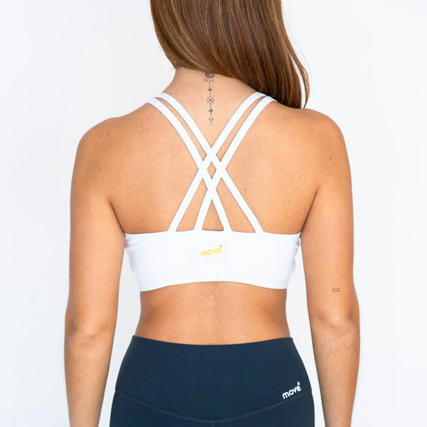 Move Cross Top Sports Bra White